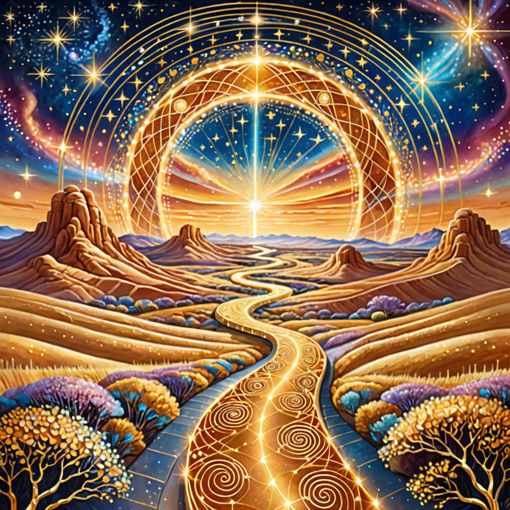 Three luminous paths converging through cosmic landscape